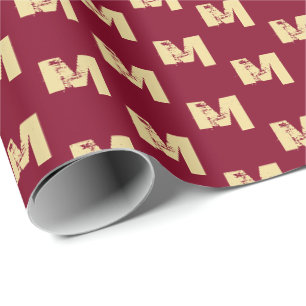 Papel De Presente Legal Paint Trail Monograma Burgundy Vermelho