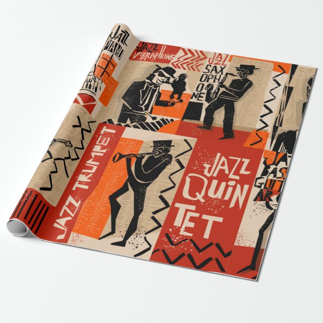 Papel De Presente legal safra de poster de jazz com trompete (Desenrolado)