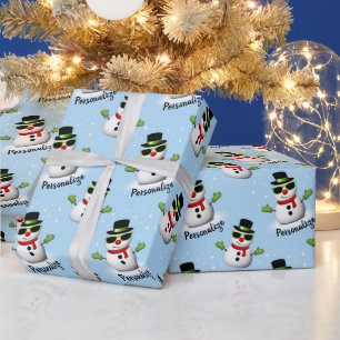 Papel De Presente Legal Snowman com o padrão de Smirespelho Adoráv