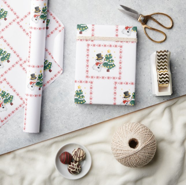 Papel De Presente "Legal Snowman" e Árvore de Natal (Artesanato)