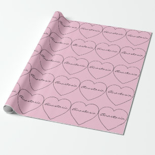 Papel De Presente Legal Tendy Pink Heart Wraping Paper