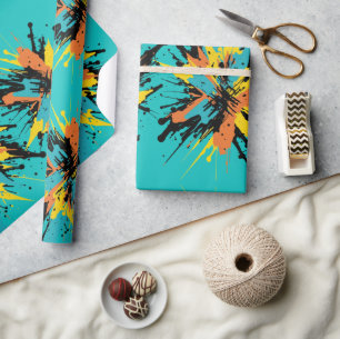 Papel De Presente Legal Tintas Azuis de Pintball Azul Turquesa