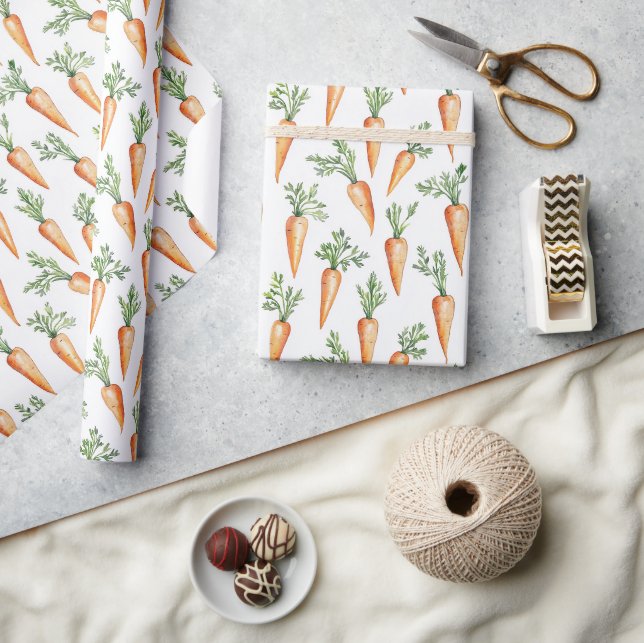 Papel De Presente Legumes Cenouras  (Artesanato)