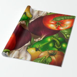 Papel De Presente Legumes e Ervas Orgânicos Vegetais Naturais Comida