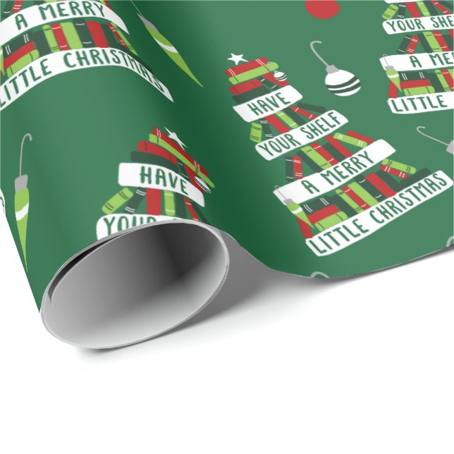 Papel De Presente Leitores e Livros Amam Árvore de Natal (Ponta do rolo)