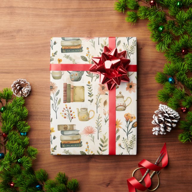 Papel De Presente Leitura encantadora e chá (Presente de Natal)