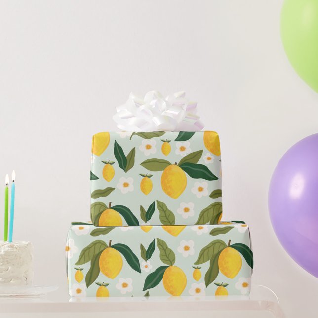 Papel De Presente Lemon Flower Greenery (Criador carregado)