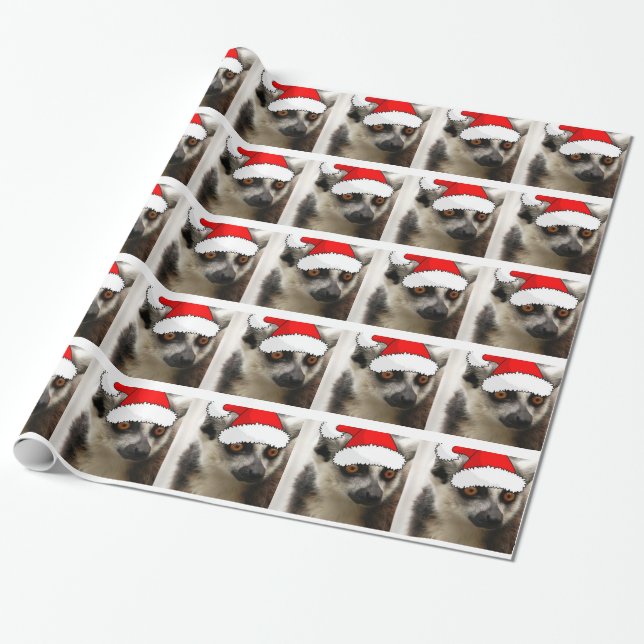 Papel De Presente Lemur de Natal (Desenrolado)