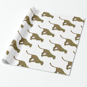 Papel De Presente Leopard Brown e Yellow Siloette