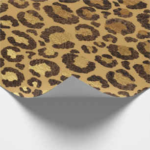 Papel De Presente Leopardo Animal Branco Dourado Negro Mel Lux Afric