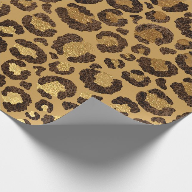 Papel De Presente Leopardo Animal Branco Dourado Negro Mel Lux Afric (Ponta)