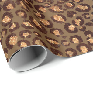 Papel De Presente Leopardo Bronze Dourado Black Honey Lux Africano