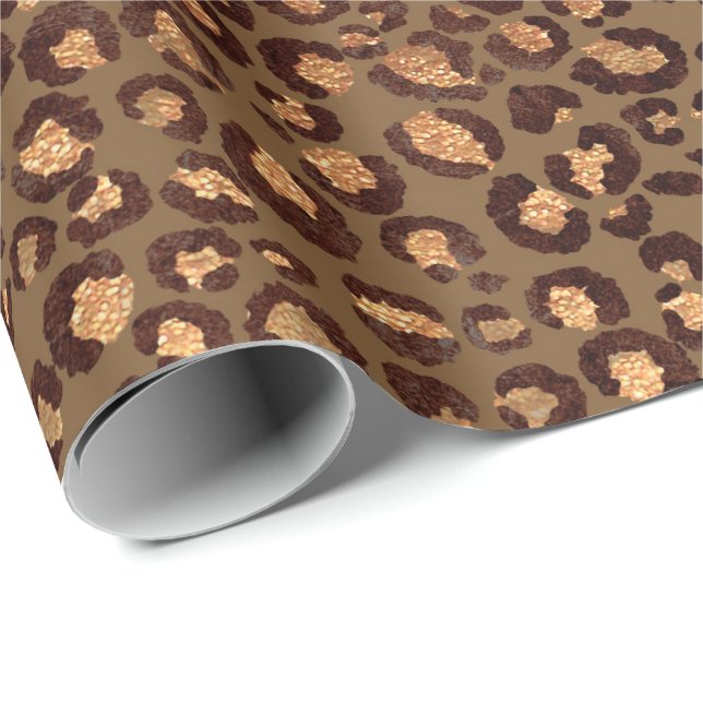 Papel De Presente Leopardo Bronze Dourado Black Honey Lux Africano (Ponta do rolo)