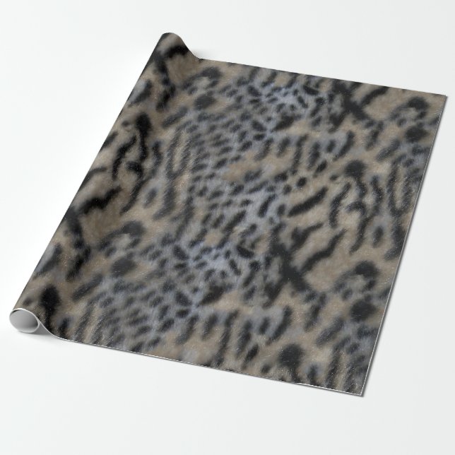 Papel De Presente Leopardo da pele do falso (Desenrolado)