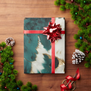 Papel De Presente Leopardo Dourado branco verde