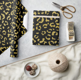 Papel De Presente Leopardo Dourado, Brilhante Dourada, Padrão-Leopar