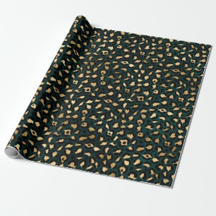 Papel De Presente Leopardo Dourado e Teto Série Design 1