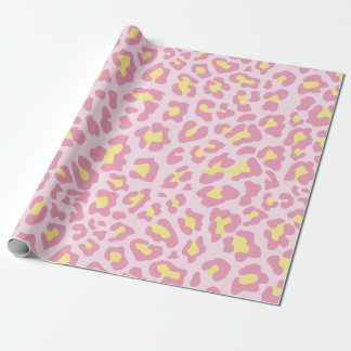 Papel De Presente Leopardo - Impressão Rosa e Amarelo