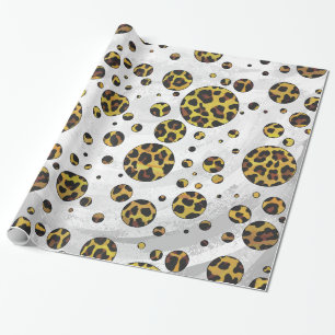 Papel De Presente Leopardo Marrom e Amarelo com Bolinhas