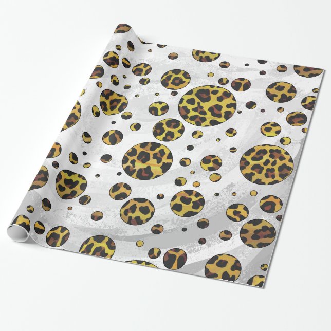 Papel De Presente Leopardo Marrom e Amarelo com Bolinhas (Desenrolado)
