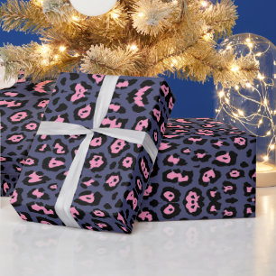 Papel De Presente Leopardo-miúdo, cor-de-rosa, futuro, pinto-púrpura