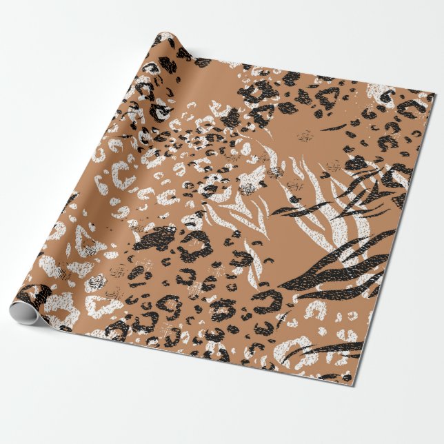 Papel De Presente Leopardo moderno. Estampa. Fundo. Natureza selvage (Desenrolado)