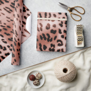 Papel De Presente Leopardo-rosa rosa Blush