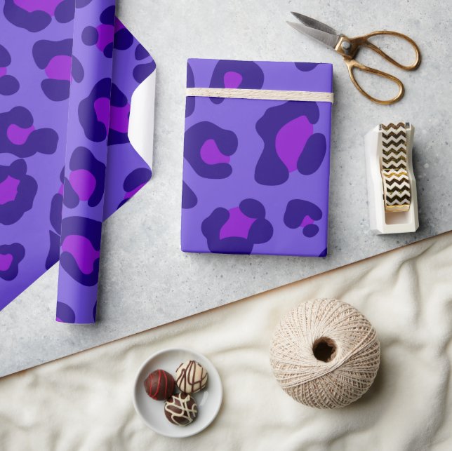 Papel De Presente Leopardo Roxo Elétrico (Artesanato)