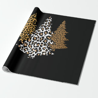 Papel De Presente Lepard natal árvores christmas cheetah presente de