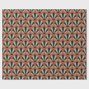 Papel De Presente Leque em forma de lágrima Art Déco em terracota, t