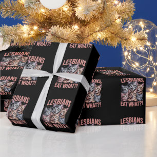 Papel De Presente Lésbicas Comem Gato Engraçado Orgulho Lésbica LGBT