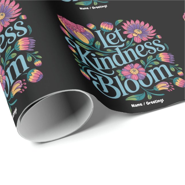 Papel De Presente Let Kindness Bloom Be Kind Rainbow Flowers Inspire (Ponta do rolo)