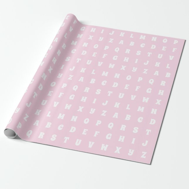 Papel De Presente Letra alfabética Abc padrão rosa claro presente br (Desenrolado)