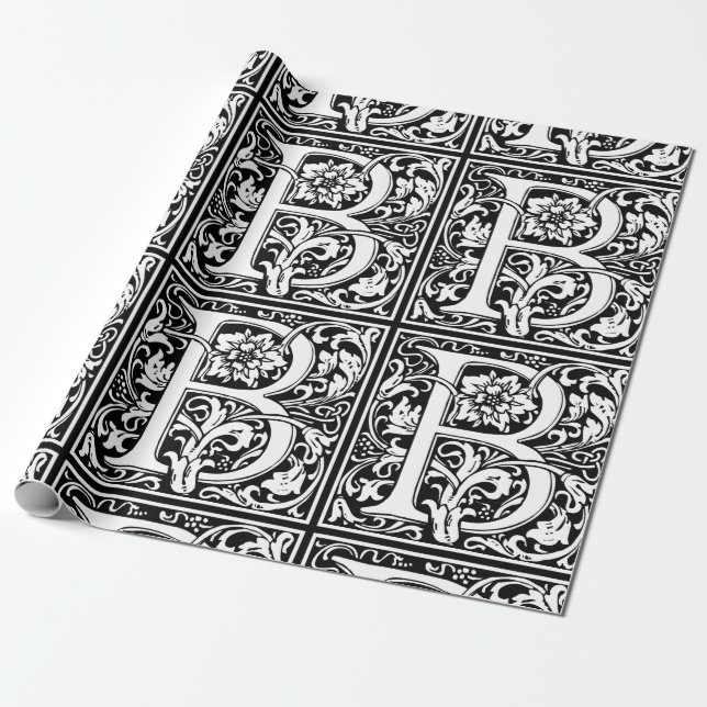 Papel De Presente Letra B Monograma Medieval Arte Nova (Desenrolado)