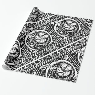 Papel De Presente Letra C Monograma Medieval Arte Nova