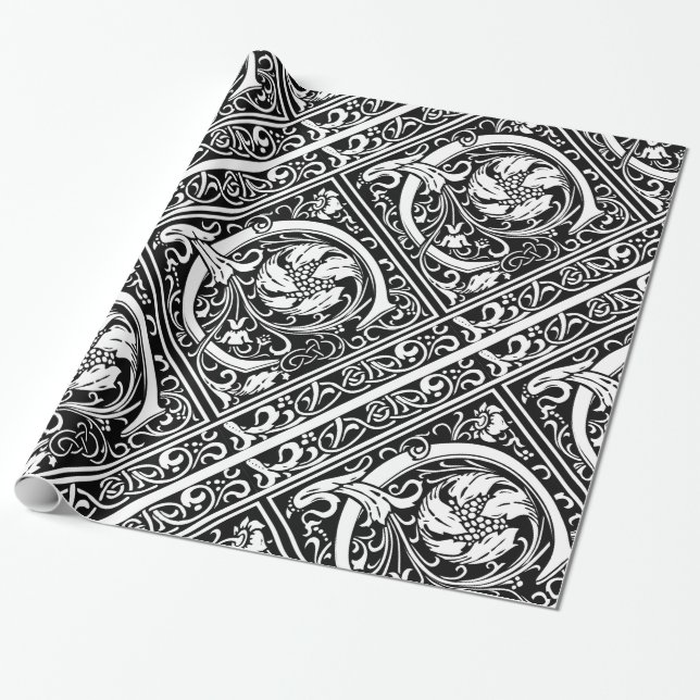 Papel De Presente Letra C Monograma Medieval Arte Nova (Desenrolado)