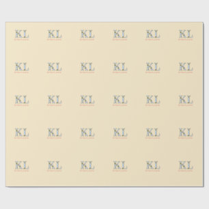 Papel De Presente letra de nome monograma pêssego vintage pastel neg