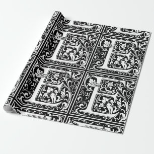 Papel De Presente Letra E Monograma Medieval Arte Nova