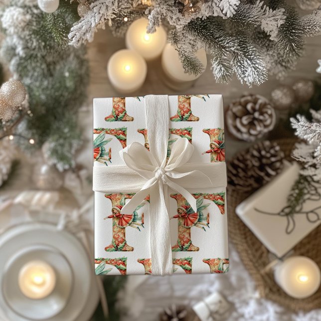 Papel De Presente Letra Fada Festiva F Natal (Criador carregado)
