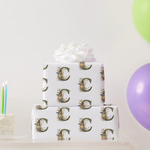 Papel De Presente Letra floral elegante boêmia C