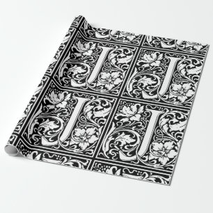 Papel De Presente Letra J Monograma Medieval Arte Nova