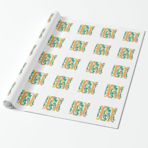 Papel De Presente Letra N Monograma Fleur de lis