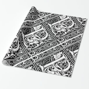 Papel De Presente Letra P Monograma Medieval Arte Nova