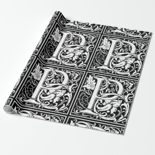 Papel De Presente Letra P Monograma Medieval Arte Nova