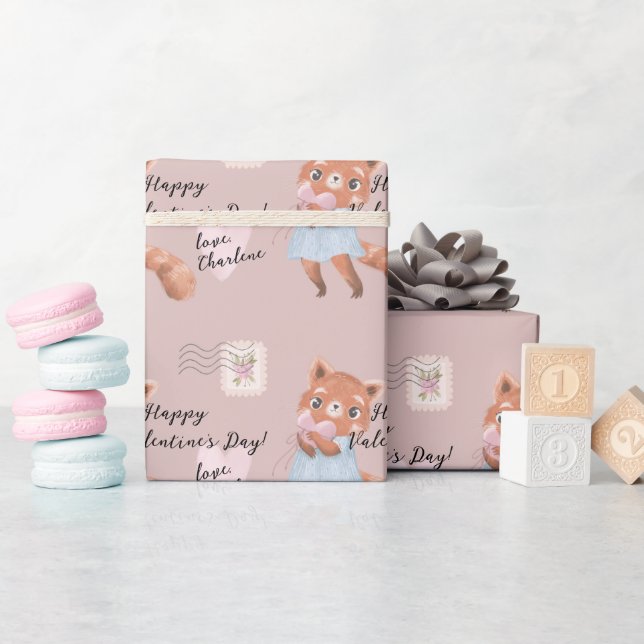 Papel De Presente Letra Postal de Panda Vermelha Cuja Dia de os namo (Chá de bebê)