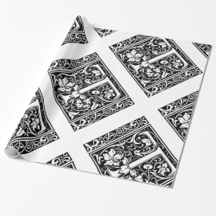 Papel De Presente Letra T Monograma Medieval Arte Nova