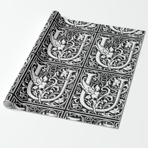 Papel De Presente Letra U Monograma Medieval Arte Nova