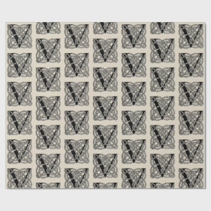 Papel De Presente Letra V Vintage Celtic Knot Monograma