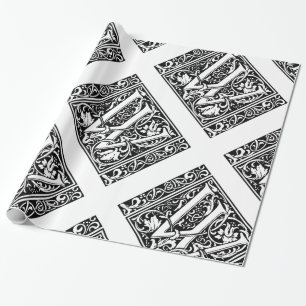 Papel De Presente Letra W Monograma Medieval Arte Nova