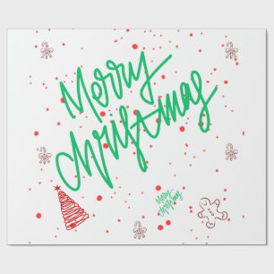 Papel De Presente Letras de Feliz Natal e Férias de Pão de Mel.